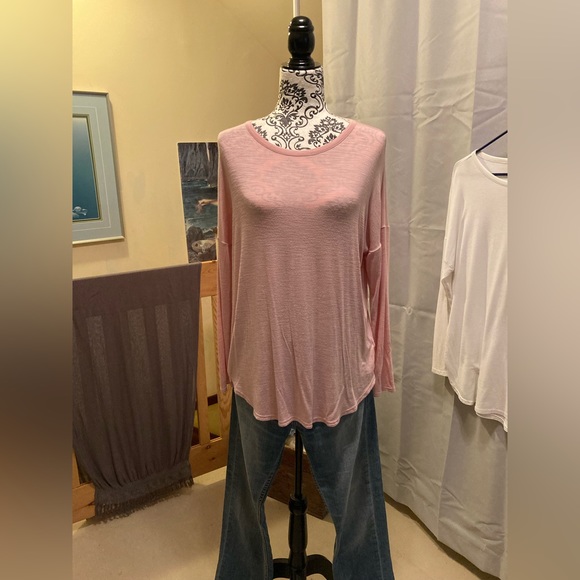 OLD NAVY Abalone Pink, Luxe Long-Sleeve Tunic T-Shirt (S) - Picture 3 of 10